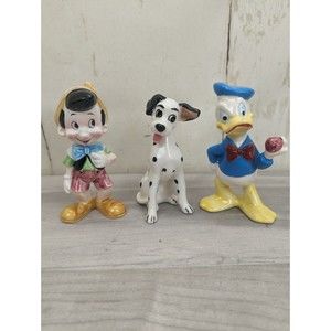 Vintage Lot Ceramic  Disney Figurines 5" Pinocchio Dalmatian Donald Duck Japan